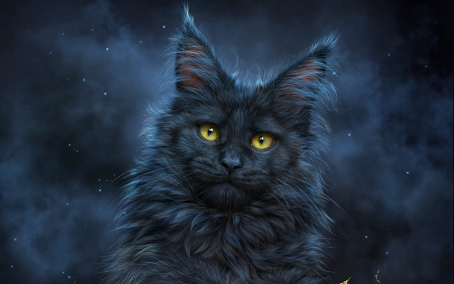 Black cat yellow eyes dark #4 free wallpaper for desktop - medium preview image