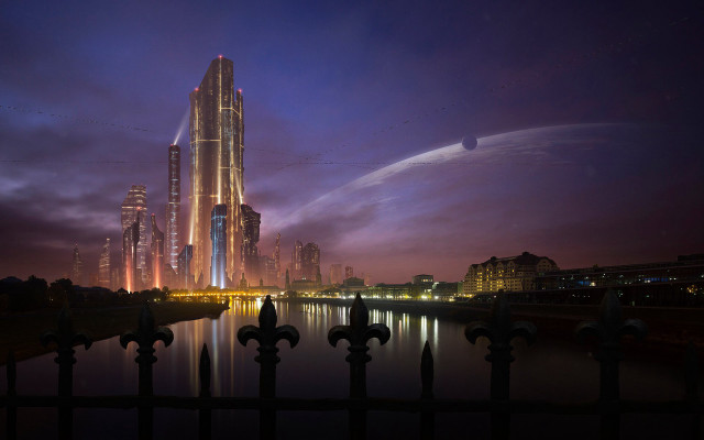 City skyline river bridge night #22 free wallpaper for desktop - medium preview image