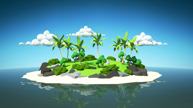 Small island palm trees rocks free wallpaper for desktop - medium preview image