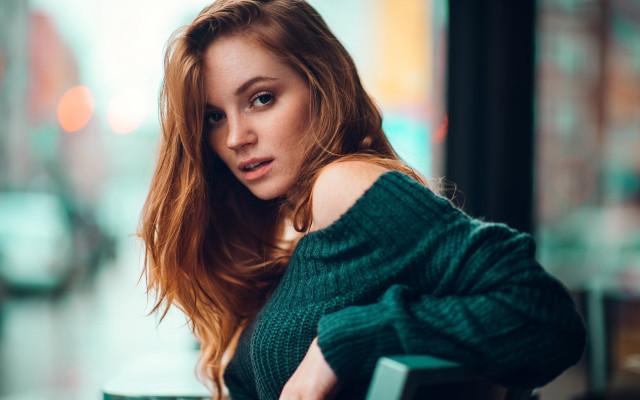 Red haired woman portrait cosplay free wallpaper for desktop - medium preview image