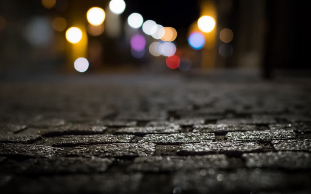 City lights bokeh tiltshift pavement free wallpaper for desktop - medium preview image