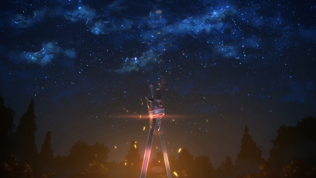 Tower night stars bright light free wallpaper for desktop - medium preview image
