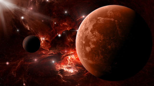 Red planet star cluster moonbeam free wallpaper for desktop - medium preview image