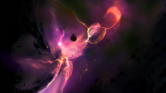 Purple pink swirl nebula astronaut free wallpaper for desktop - medium preview image