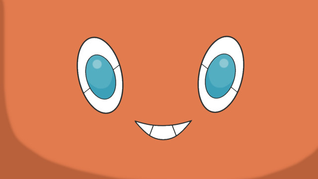 Cartoon face big eyes smile free wallpaper for desktop - medium preview image