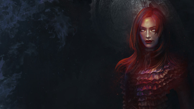 Red hair black dress gothic free wallpaper for desktop - medium preview image