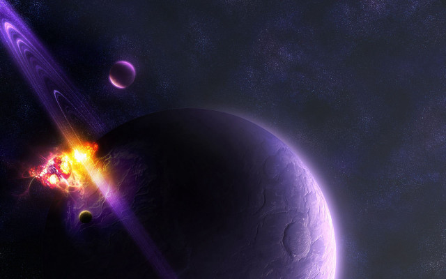Purple planet yellow star red free wallpaper for desktop - medium preview image