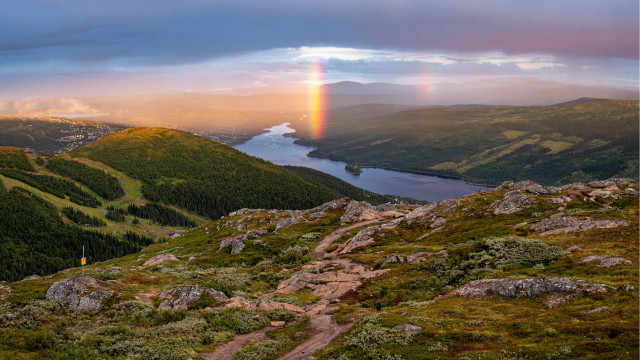 Rainbow mountain trail lake city free wallpaper for desktop - medium preview image