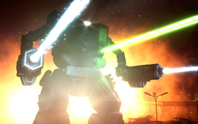 Large robot fire energy sword free wallpaper for desktop - medium preview image
