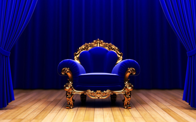 Blue chair blue curtain gold free wallpaper for desktop - medium preview image