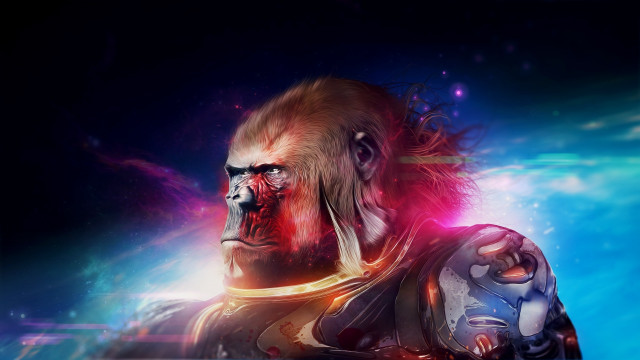 Gorilla futuristic suit red light free wallpaper for desktop - medium preview image