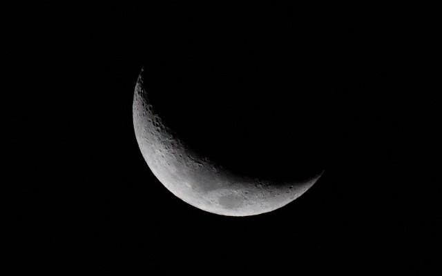 Crescent moon night black background free wallpaper for desktop - medium preview image