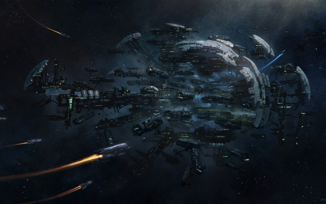 Space station lights smoke aliens free wallpaper for desktop - medium preview image