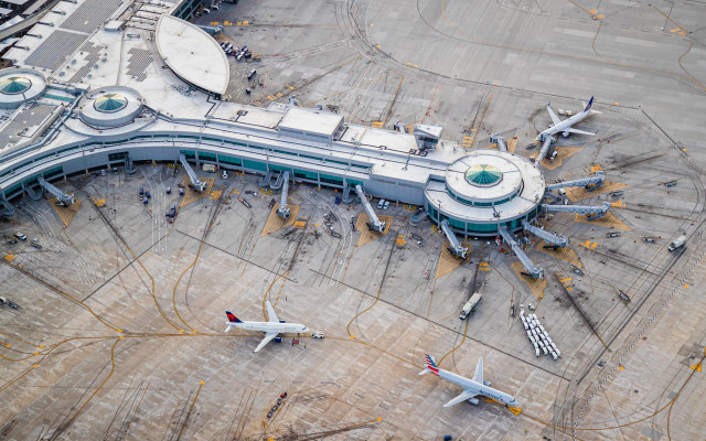 Aerial airport planes gates terminal free wallpaper for desktop - medium preview image