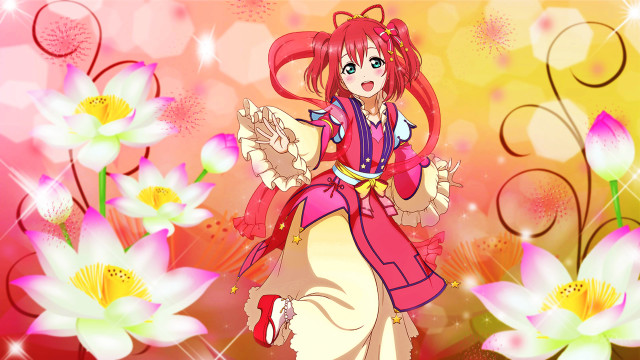 Girl pink dress field flowers free wallpaper for desktop - medium preview image