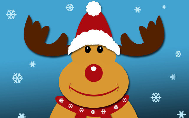 Reindeer santa hat scarf head free wallpaper for desktop - medium preview image