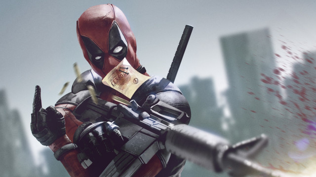 Deadpool gun city action motion free wallpaper for desktop - medium preview image