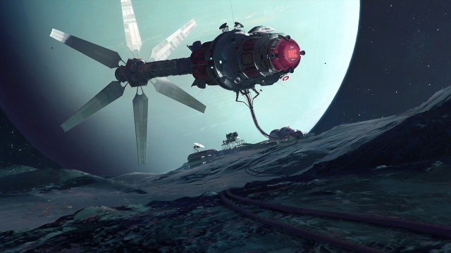 Sci fi flying mountain space free wallpaper for desktop - medium preview image