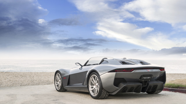 Sports car beach ocean cloudy free wallpaper for desktop - medium preview image