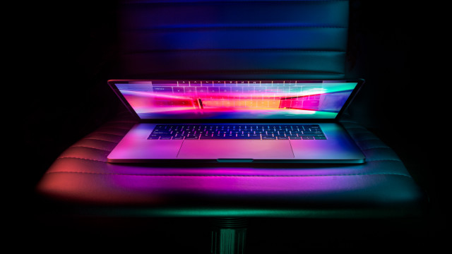 Laptop chair rainbow light dark free wallpaper for desktop - medium preview image
