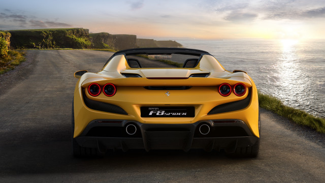Yellow sports car ocean sunset #6 free wallpaper for desktop - medium preview image