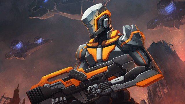 Futuristic man robot city space free wallpaper for desktop - medium preview image