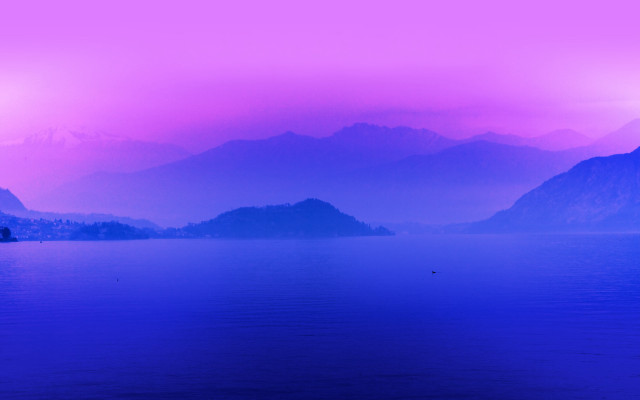 Purple sky lake mountains bird free wallpaper for desktop - medium preview image