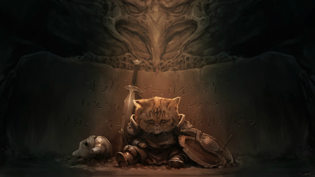 Cat trash cave light fantasy free wallpaper for desktop - medium preview image