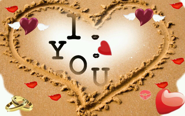 Heart sand ring love message free wallpaper for desktop - medium preview image