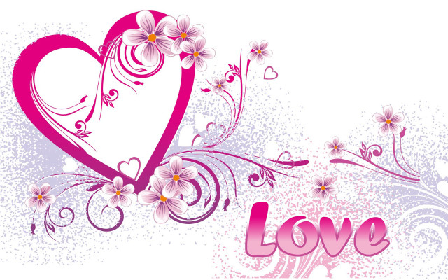 Pink heart flowers love white #2 free wallpaper for desktop - medium preview image