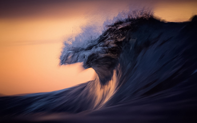 Large wave crashing shore sunset free wallpaper for desktop - medium preview image