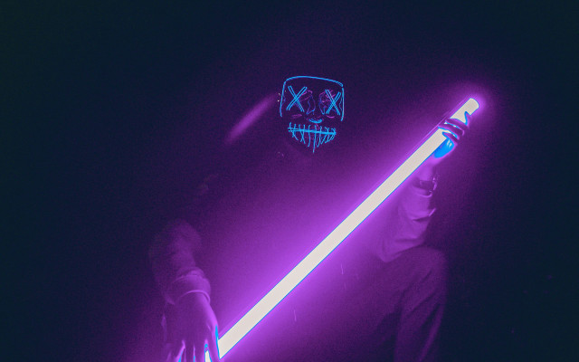 Light saber skull neon cyberpunk free wallpaper for desktop - medium preview image