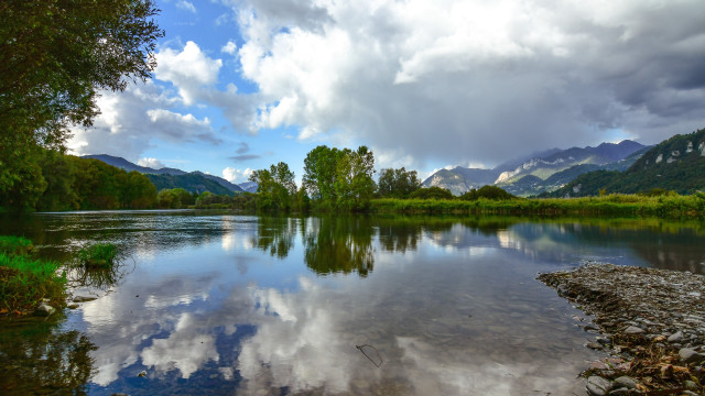 Lake mountains trees cloudy sky #14 free wallpaper for desktop - medium preview image