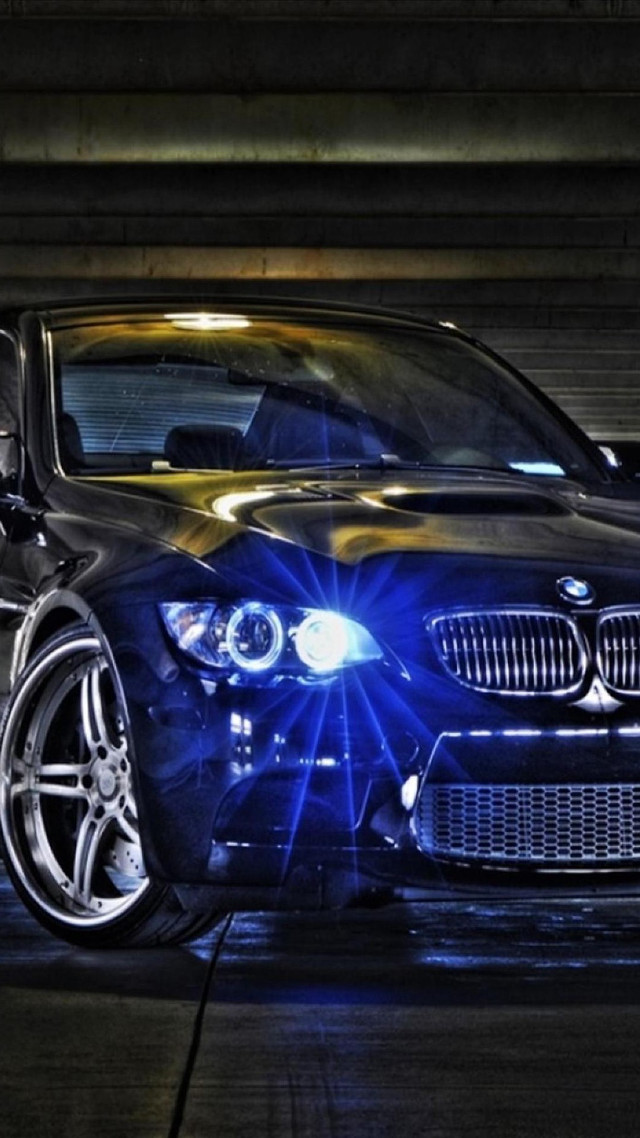 Black car blue light hood #2 free wallpaper for mobile - medium preview image