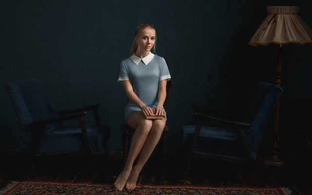 Woman chair room lamp rug free wallpaper for desktop - medium preview image