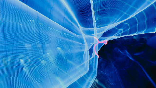 Blue abstract lines shapes pink free wallpaper for desktop - medium preview image