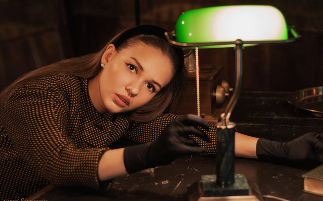 Woman black white dress gloves free wallpaper for desktop - medium preview image