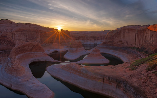 Sunset canyon river rock formation free wallpaper for desktop - medium preview image