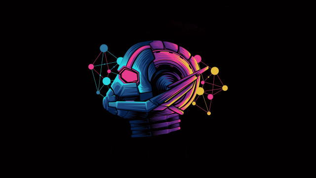 Human head colorful pattern beeple free wallpaper for desktop - medium preview image