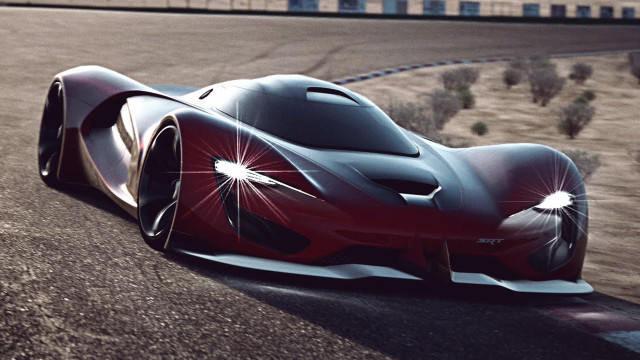 Red black car driving road free wallpaper for desktop - medium preview image