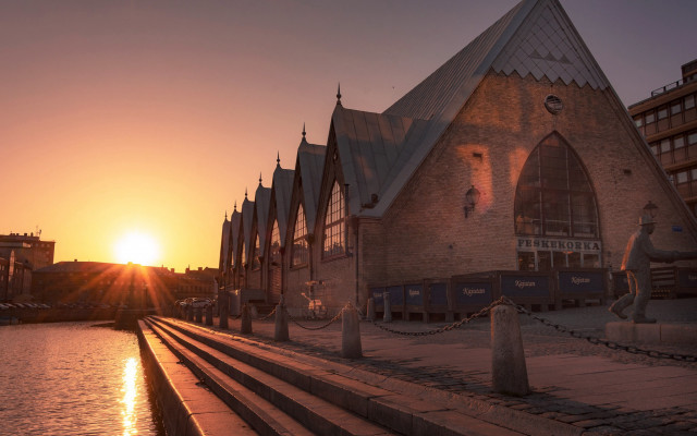 Church sunset steps water architecture free wallpaper for desktop - medium preview image