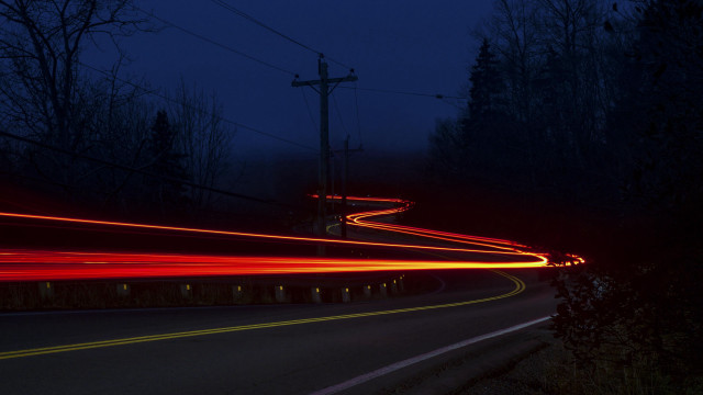 Long exposure night road red free wallpaper for desktop - medium preview image