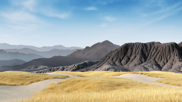 Mountain range grassy field blue #4 free wallpaper for desktop - medium preview image