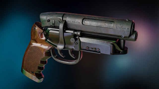 Gun blue background photorealistic unreal free wallpaper for desktop - medium preview image