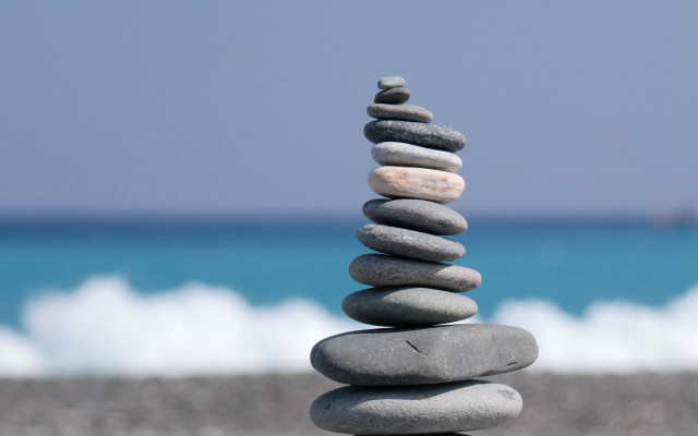 Rock stack beach ocean wave free wallpaper for desktop - medium preview image