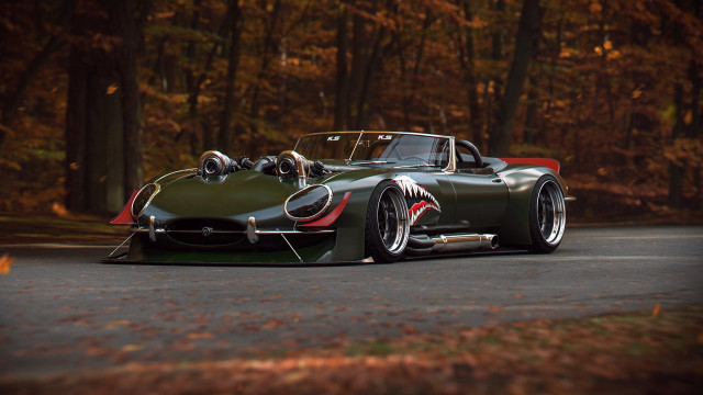 Green cobra sports car forest free wallpaper for desktop - medium preview image