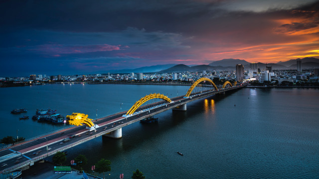 Bridge yellow dragon river city free wallpaper for desktop - medium preview image