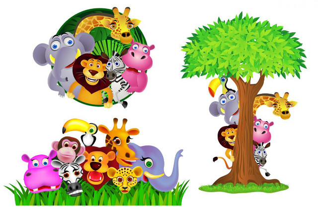 Animals grass tree giraffe group free wallpaper for desktop - medium preview image