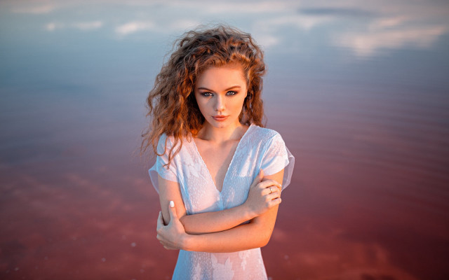 Elina karimova portrait cloudy ocean free wallpaper for desktop - medium preview image