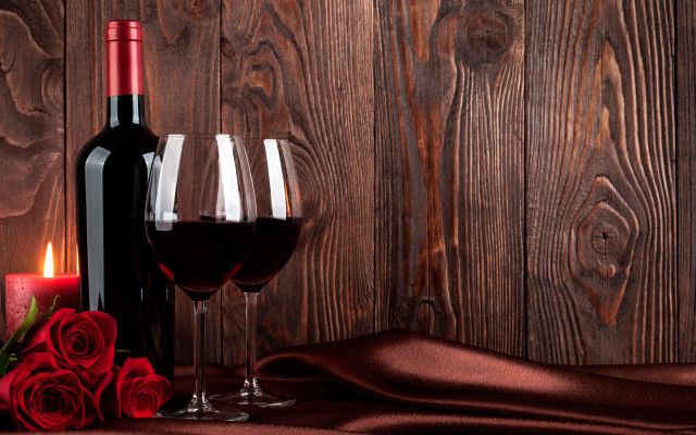 Romantic wine glasses roses candle free wallpaper for desktop - medium preview image